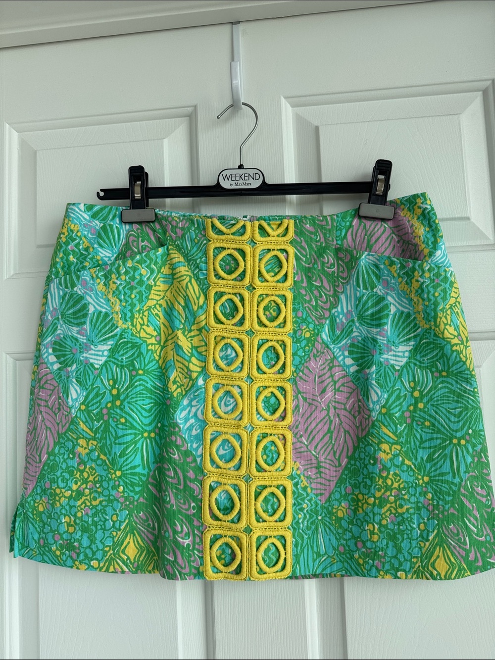 Lilly Pulitzer Teal & Pink Floral Skort with Yellow Embroidered Panel